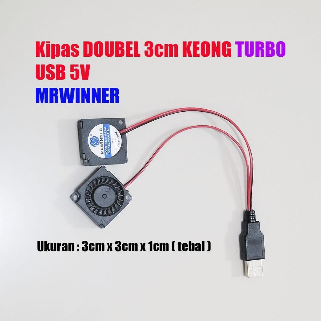 Kipas angin DOUBLE Fan DC Mini 3 cm Model Keong MRWINNER DC 3.6 Volt 0.21 A 5V USB turbo cooling fan