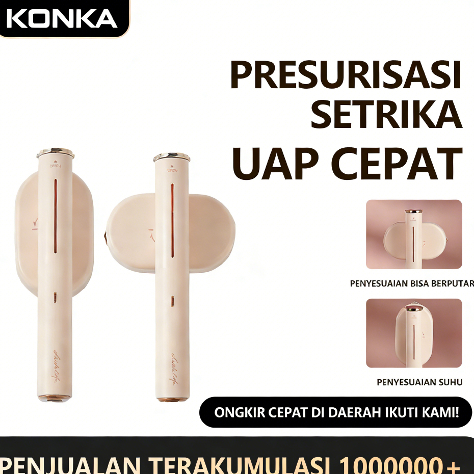 Setrika uap KONKA 1200W mesin setrika cepat berdaya tinggi untuk pakaian, setrika genggam portabel m