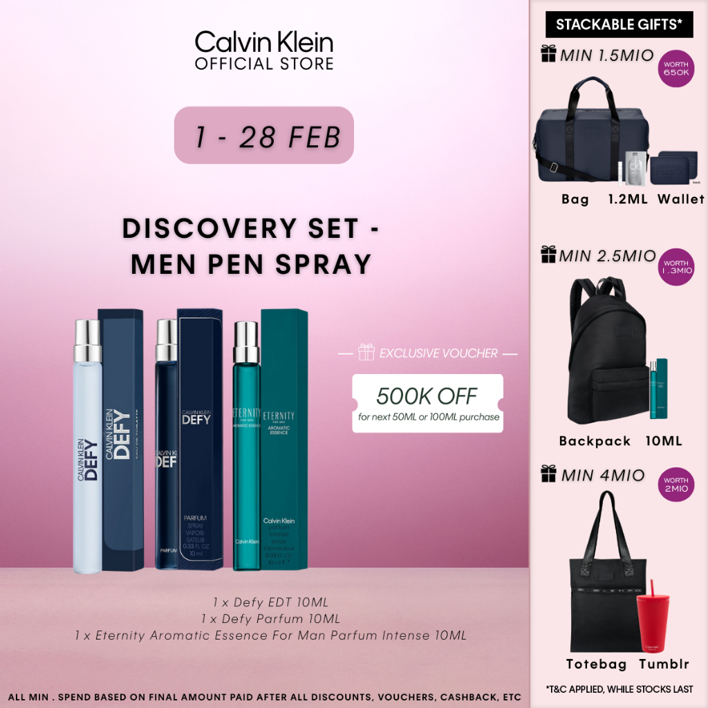 [DISCOVERY SET] Calvin Klein Men's Pen Spray Perfume Set - CK Defy EDP 10ML, CK Defy Parfum 10ml, CK