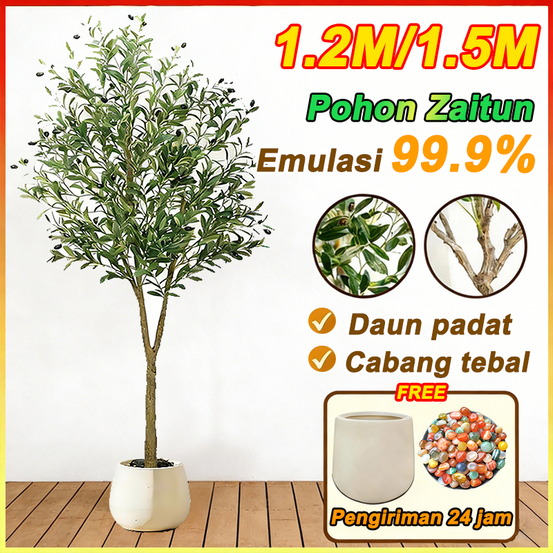 TANAMAN HIAS Pohon Zaitun Artificial 1.2/1.5M bunga artificial POHON PALSU OLIVE POHON ARTIFICIAL PO
