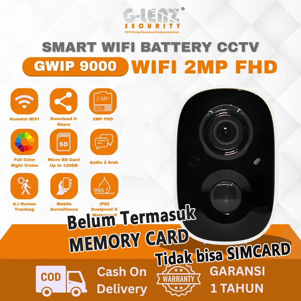 GLENZ CCTV BATTERE WIFI 2MP ( BUKAN CCTV SIMCARD ) - SMART CCTV AUDIO - GWIP 9000