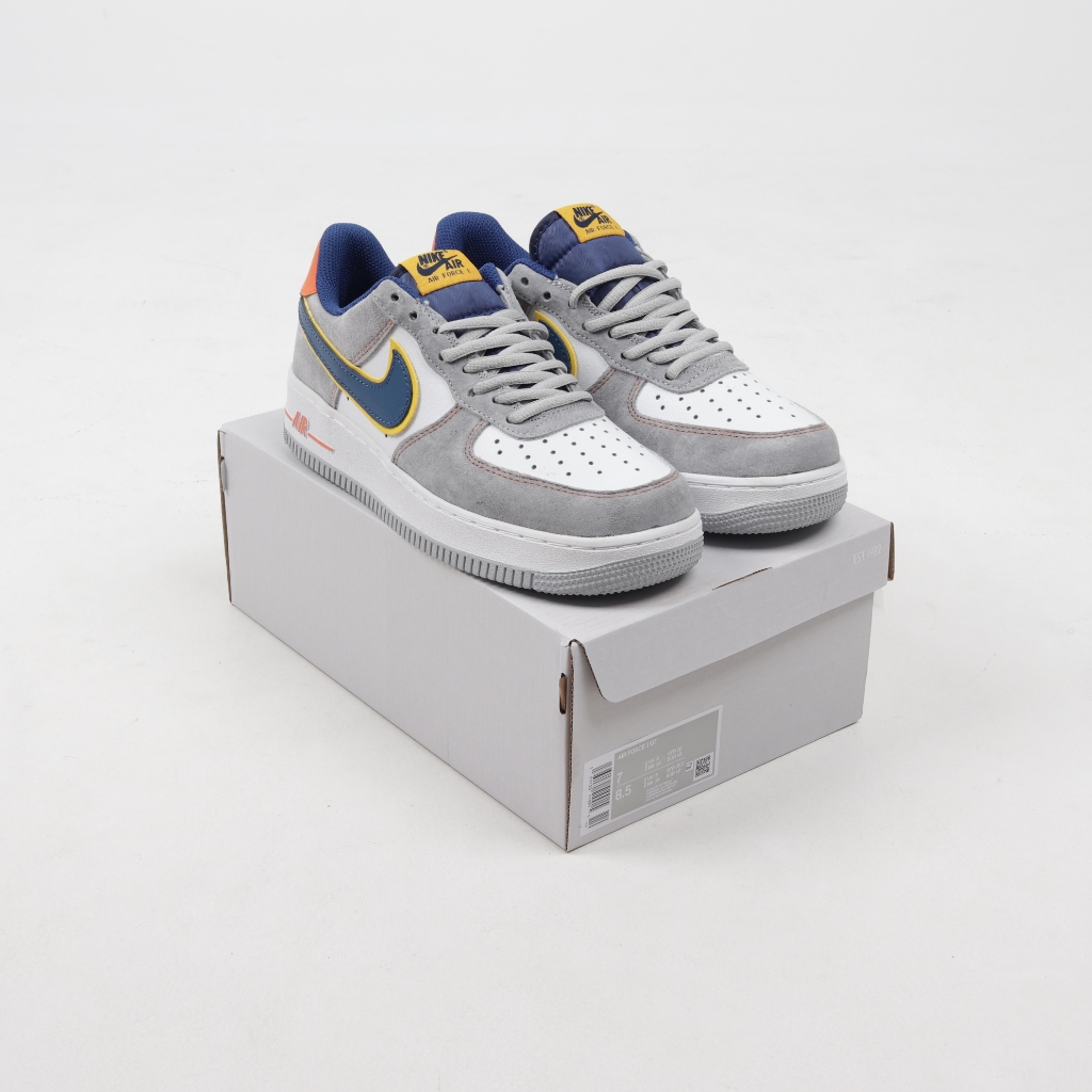 Nike Air Force 1 Low White Cool Grey Navy Orange