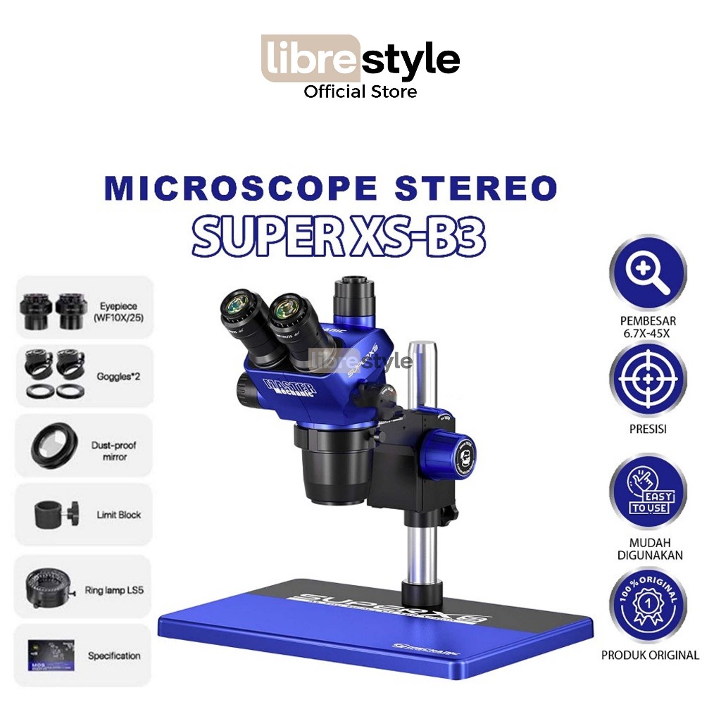 MECHANIC SUPER XS-B3 MICROSCOPE STEREO PRESISI - MICROSCOPE STEREO MECHANIC XS-B3 UNTUK TEKNISI - MI