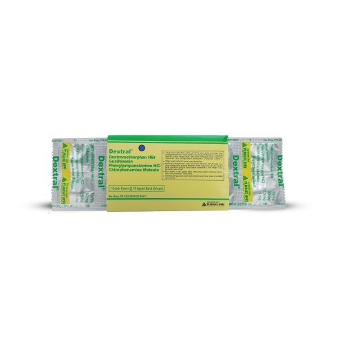 DEXTRAL Strip 10 Kaplet Meredakan Batuk Pilek Obat Flu Herbal Isi 10 Kaplet