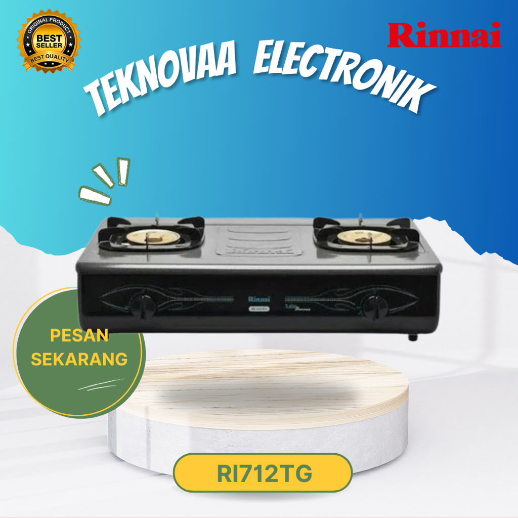 RINNAI KOMPOR GAS 2 TUNGKU RI 712 TG/RI712TG/RI 712TG/RI712 TG/RI-712TG/RI-712  TG/ORIGINAL/GARANSI