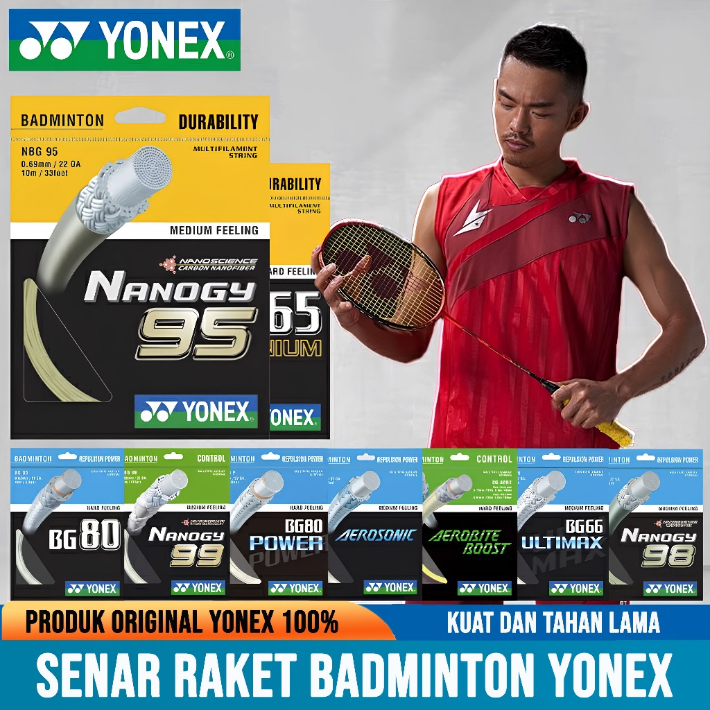 YONEX BADMINTON STRING | BG66 | NANOGY95 | SENAR RAKET BADMINTON BG 66 / Tali Raket Badminton Yonex