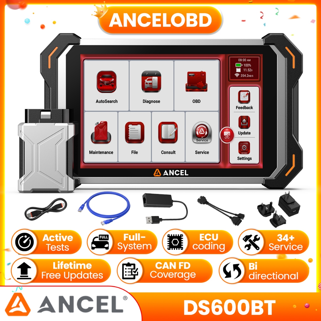 Indonesia-Pindai OBD2 - 24 Jam Besok ANCEL DS600 BT Pindai Kode ECU OBD2 Dua Arah CANFD DOIP 34 Kunc