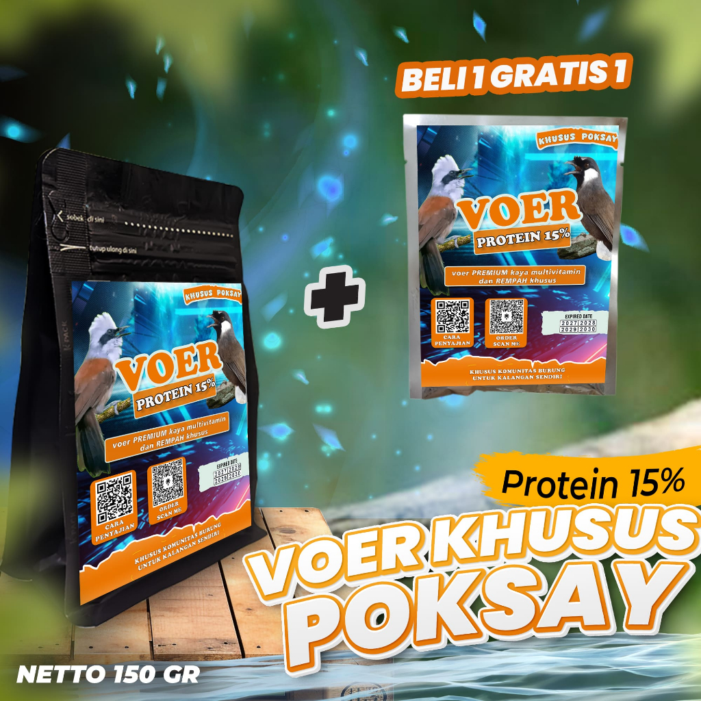 MAKANAN BURUNG POKSAY | VOER BURUNG POKSAY | VOER HARIAN | VOER NUTRISI KOMPLIT | VOER HARIAN KHUSUS