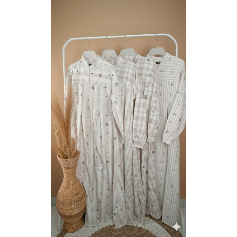 GAMIS LINEN BULKUD BORDIR - GAMIS LINEN - GAMIS SIMPLE - GAMIS HARIAN