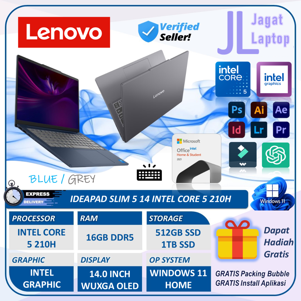 Lenovo Ideapad Slim 5 OLED Intel I5 Ram 16GB 512GB SSD 14 inch WUXGA OLED Windows 11 Original
