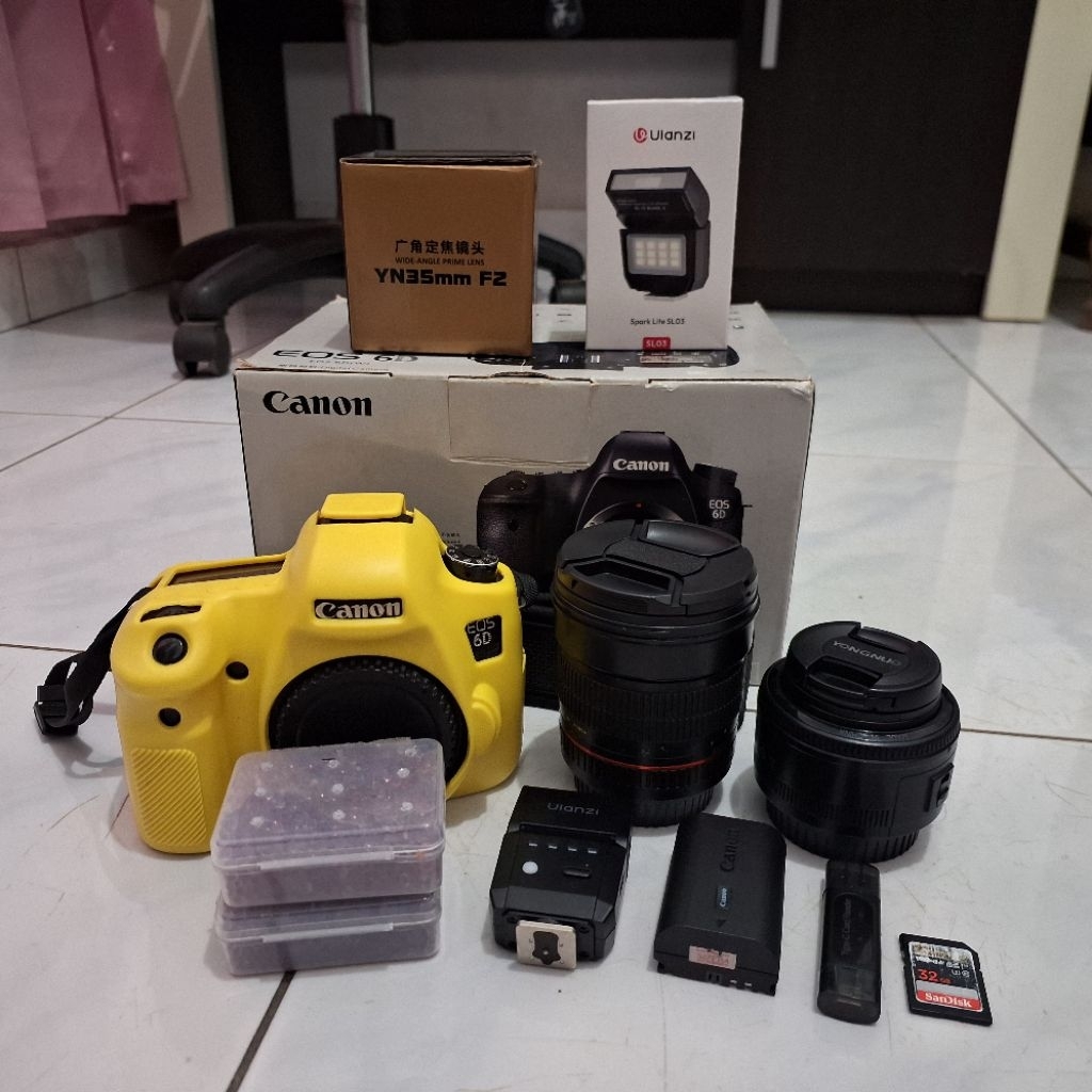 KAMERA DSLR CANON 6D LENGKAP 2 LENSA & FLASH