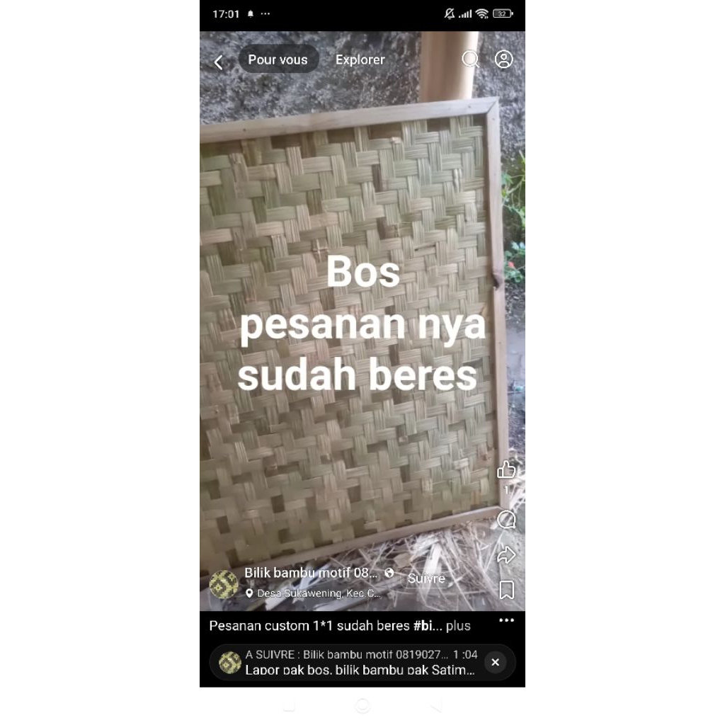 2 lembar anyaman bambu custom