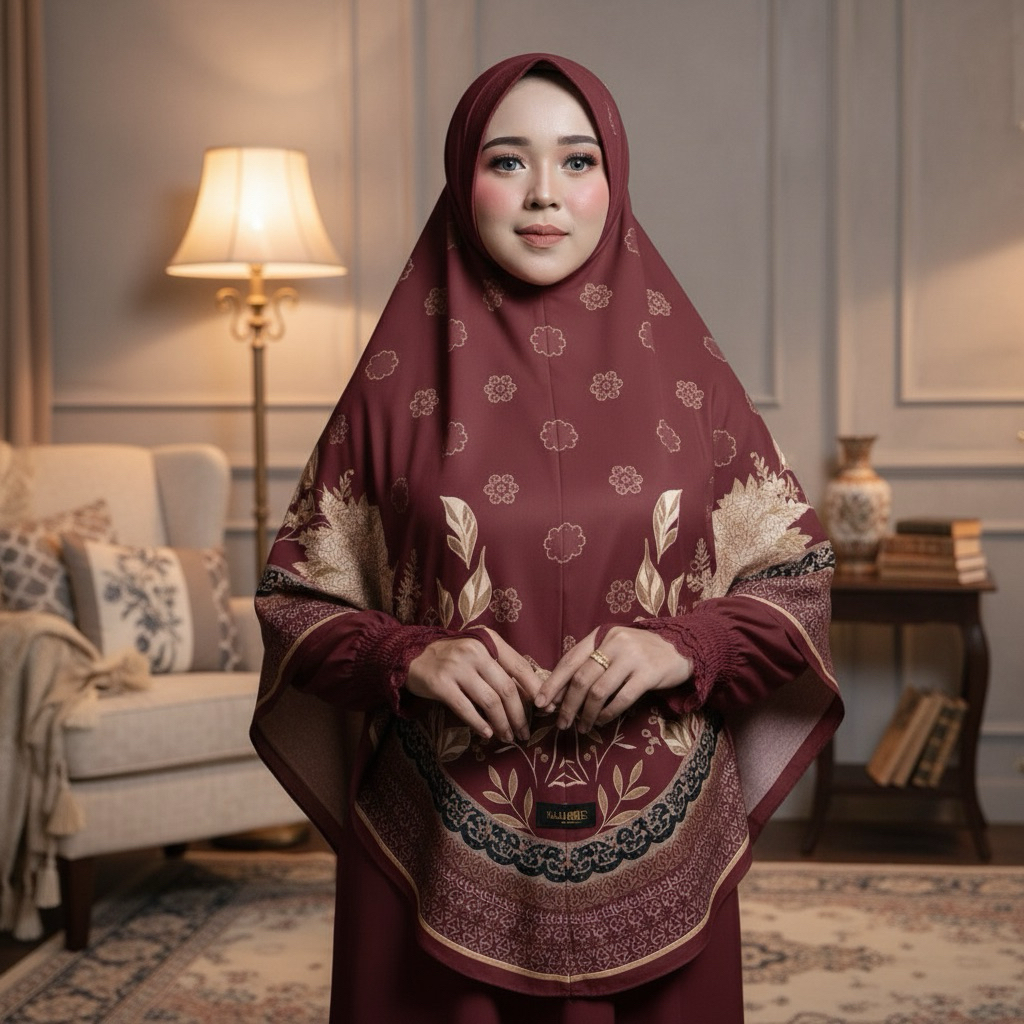 Hijab Bergo Motif Khairan Printing Jumbo Jersey Premium