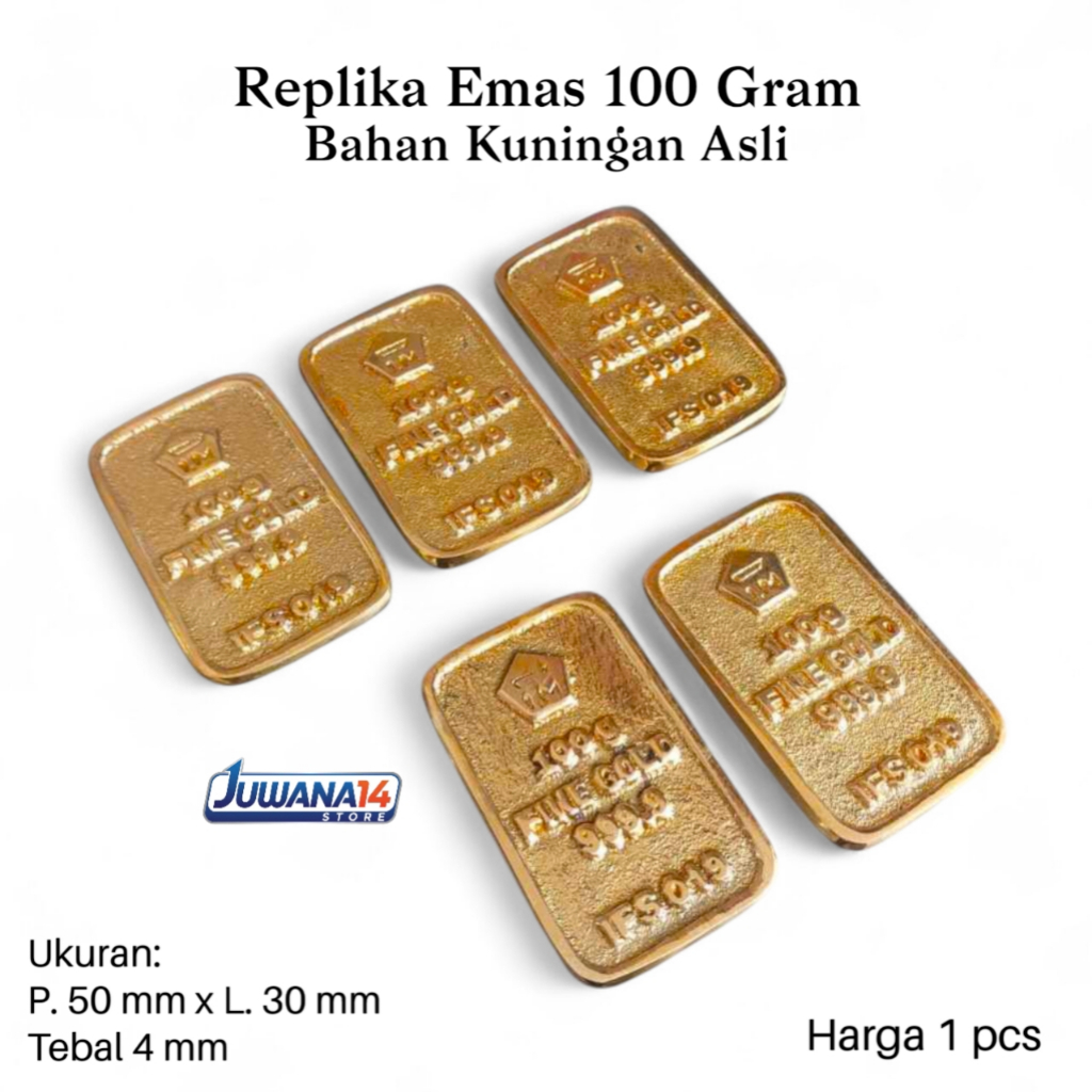 Replika Miniatur Logam Mulia Emas Fine Gold 100g Bahan Kuningan 1 Pcs - Diecast Pajangan Logam Mulia