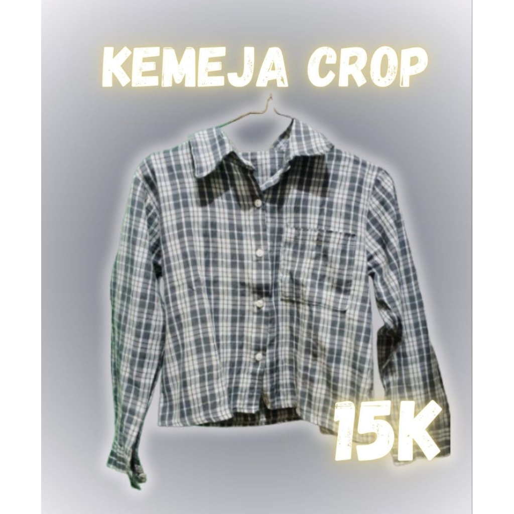 kemeja crop kotak kotak