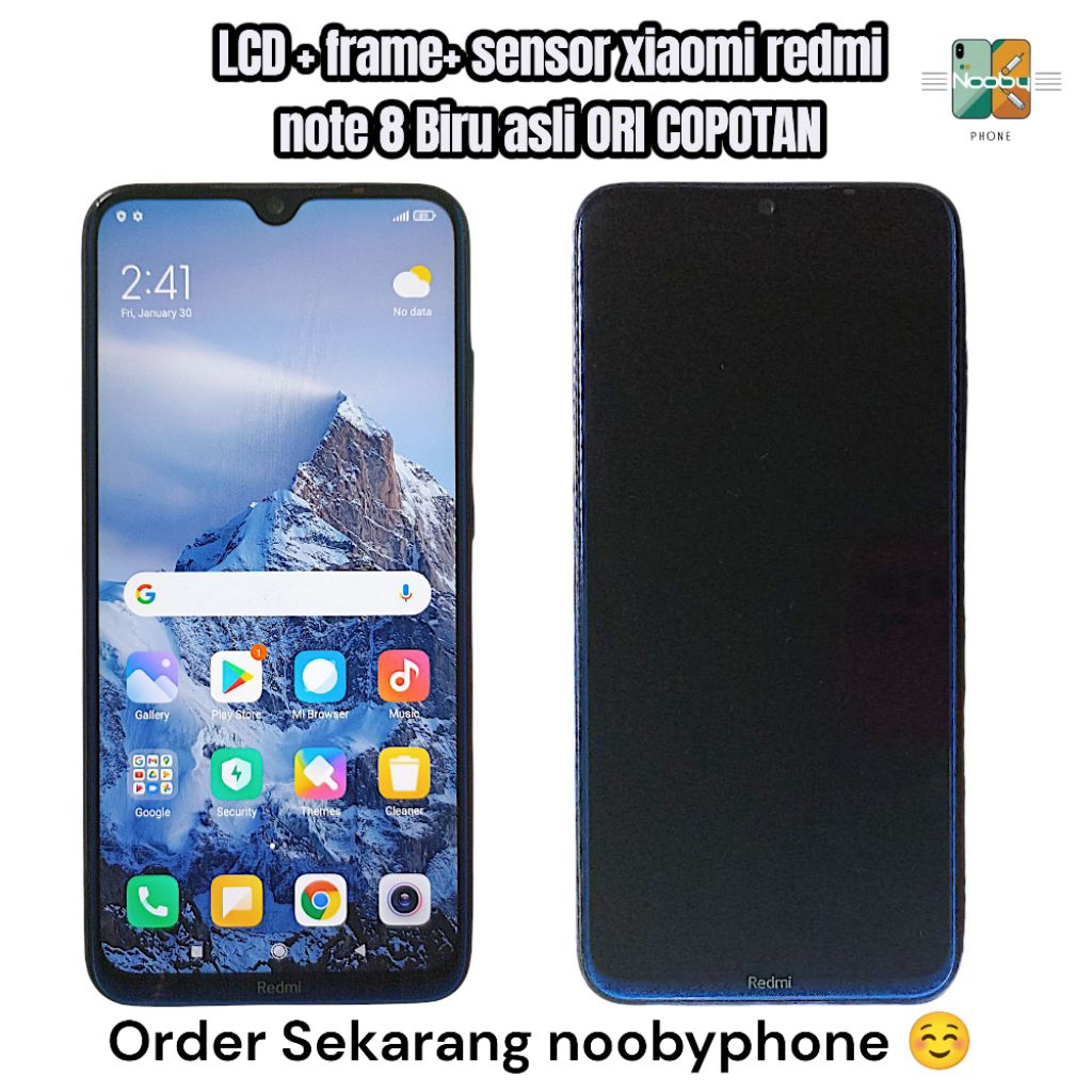 LCD+ frame sensor xiaomi redmi note 8 Biru asli ORI COPOTAN