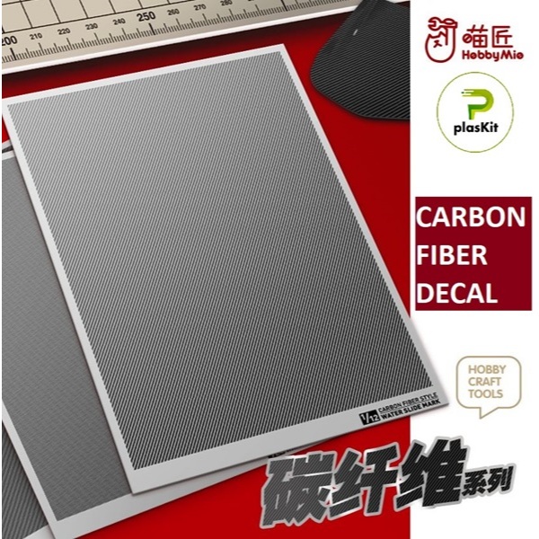 Carbon Fiber Water Slide Decal (High Precision) Skala 1/12 1/24 1/32 - Hobby Mio