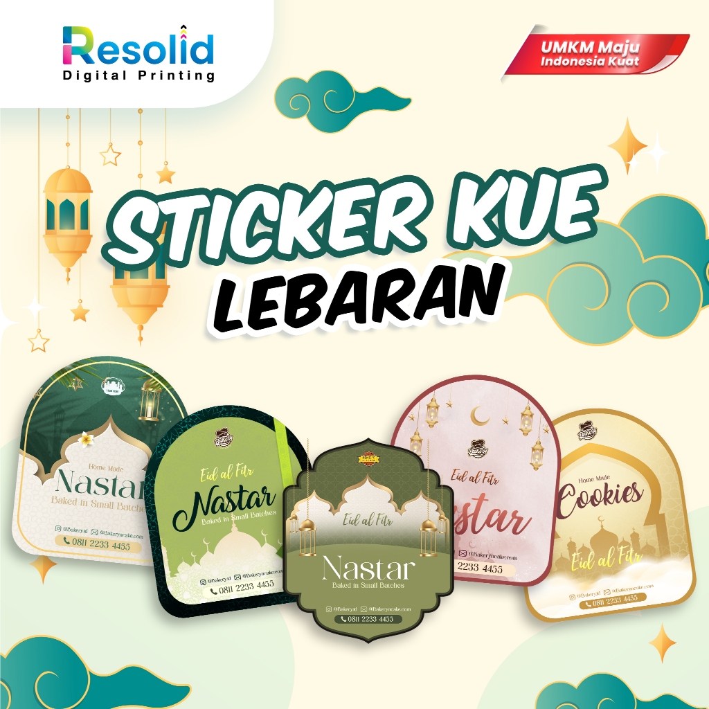 Custom Sticker Kue Lebaran 2026 | Stiker Toples Nastar Kue Kering Ucapan Idul Fitri Islami