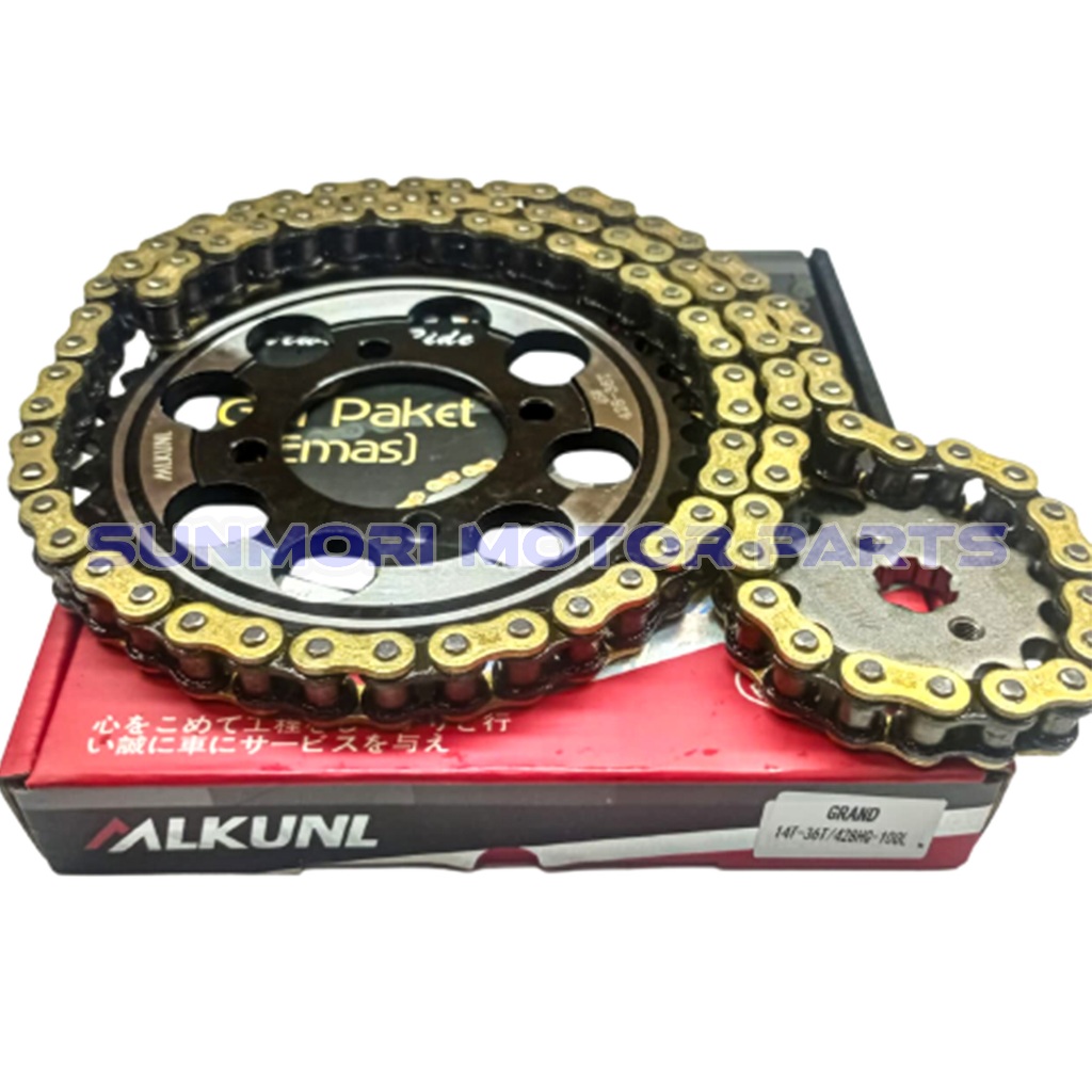 GEAR PAKET GEARSET HONDA GRAND LEGENDA RACING GOLD MODEL SSS 14T/36T 428HG-100L MLKUNL