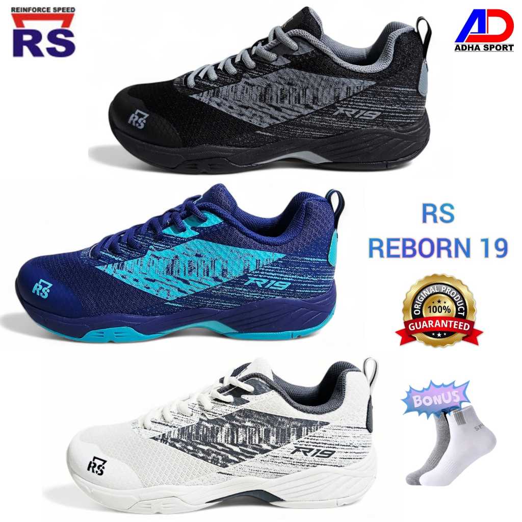 Bonus Kaos Kaki  Sepatu Badminton RS REBORN 19 & ROSOBIN 18 Original Sepatu Bulutangkis