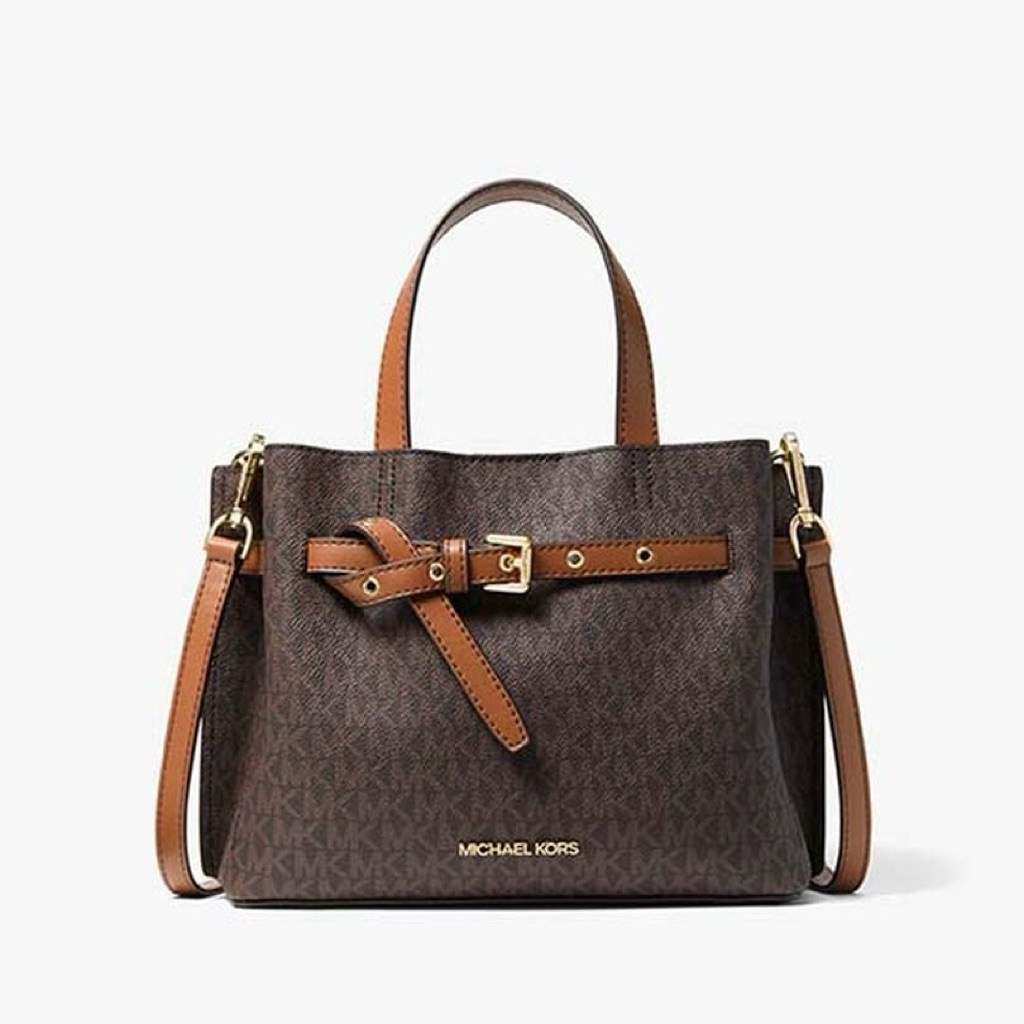 MK Emilia small satchel signature brown