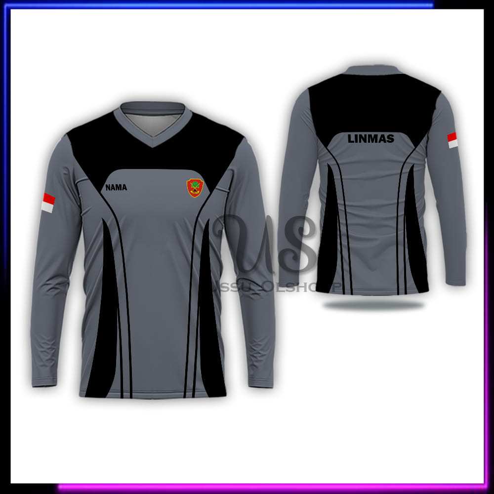 Kaos Satlinmas Lengan Panjang / Seragam LINMAS Polyester / Jersey LINMAS Terbaru Custom Nama