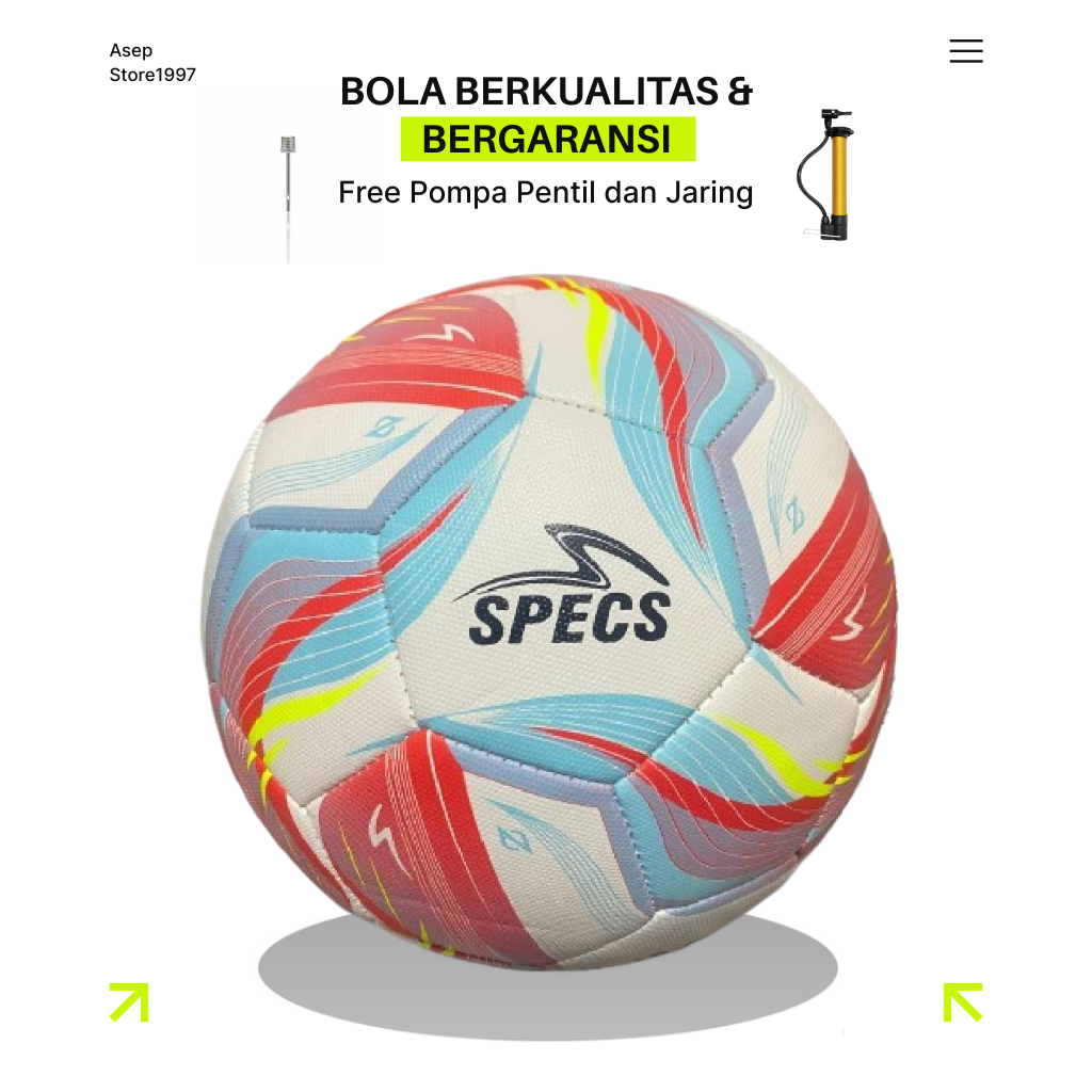 Specs, Bola Sepak Size 5 Original Palapa Jahit Free Pompa