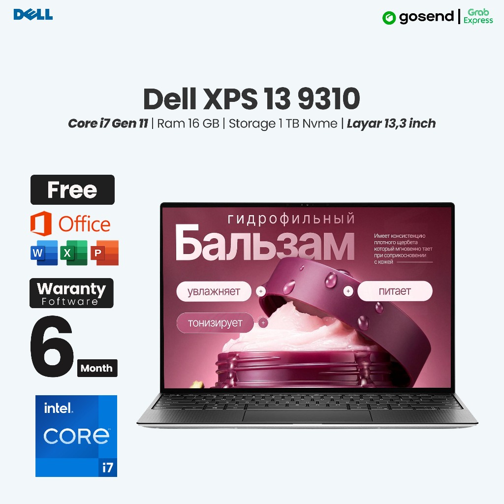 Laptop Dell XPS 13 9310 Intel Core i7 Gen 11 Ram 16 GB SSD 1 TB Layar 13 inch 4K