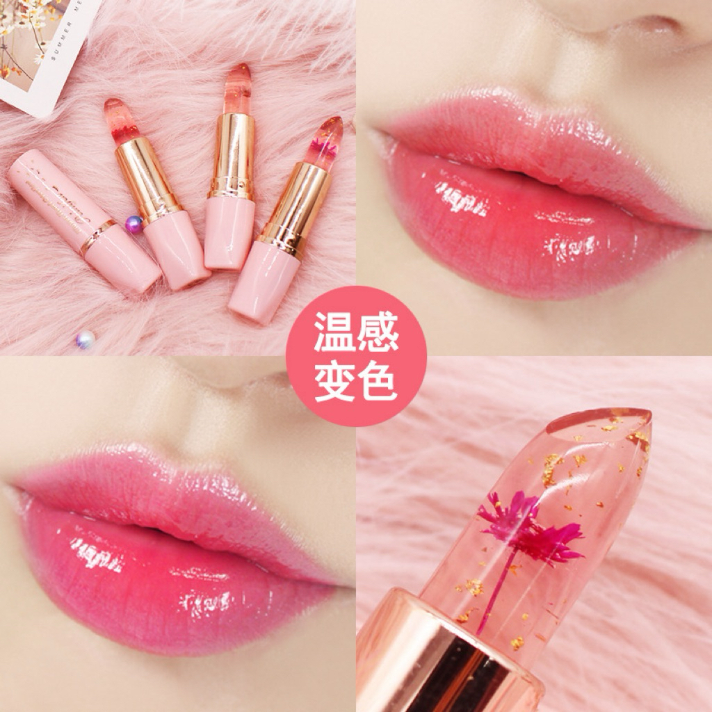 kheishop Lipstick Jelly Transparant Moisturizing Lipstik Bunga Color Changing Lip Balm Waterproof Li