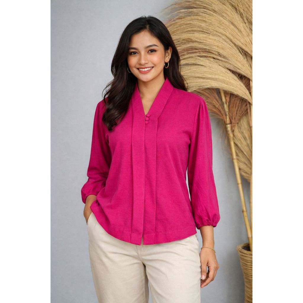 Blouse Crinkle Serut Atasan Wanita Longsleeve Casual Look Bumil Busui Hijab Wudhu Friendly Baju Keba