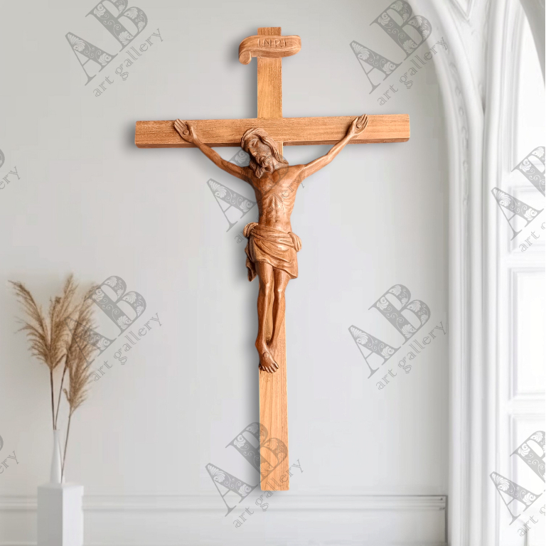 Salib Yesus Ukiran Kayu Jati Berkualitas