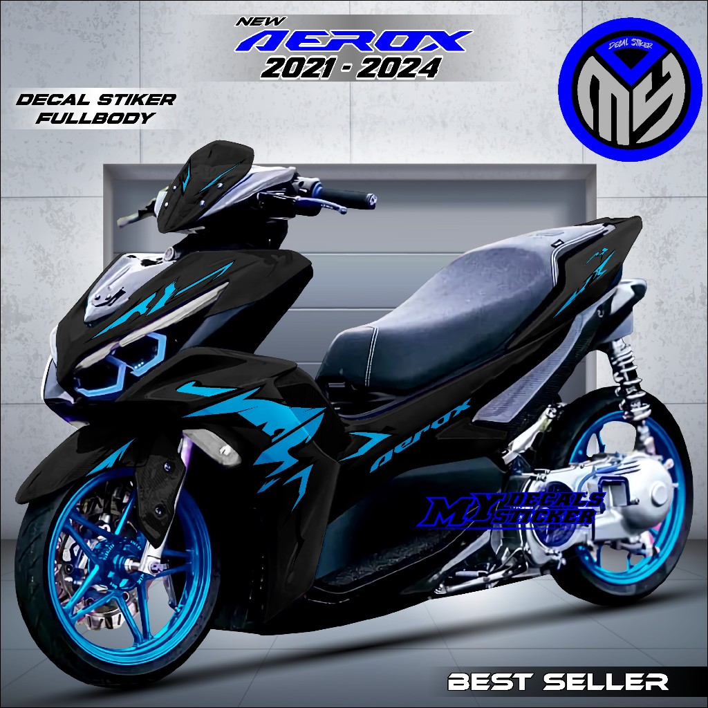 BISA COD Decal Aerox 155 Connected 2021-2024 Sticker Motor New Aerox 155 Motif Vietnam Keren Hitam