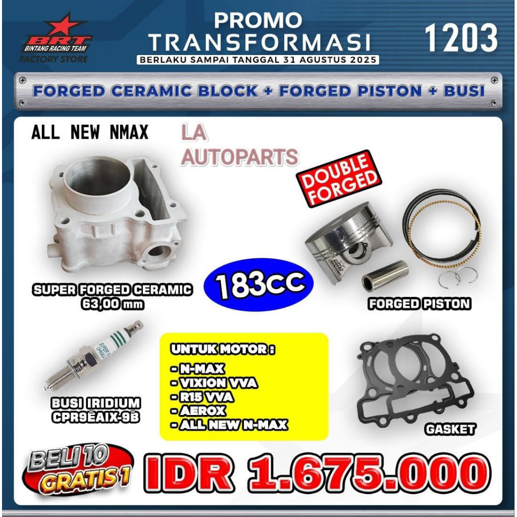 PAKET BORE UP BLOK CERAMIC BRT - NMAX OLD - NMAX NEW - VIXION VVA V3 - R15 VVA V3 - AEROX OLD - AERO