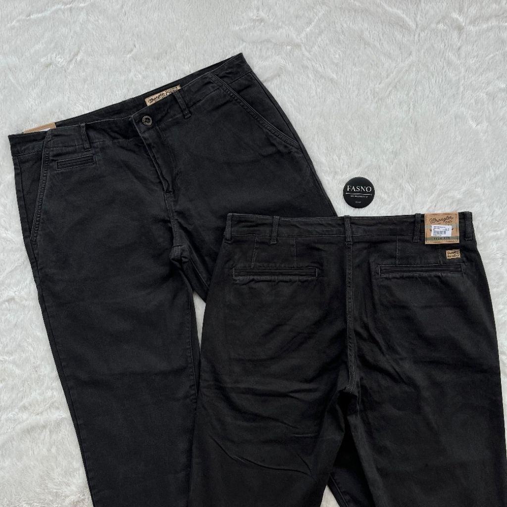 [NEW & ORIGINAL]  [ Dark Grey Charcoal ] ORIGINAL Wrangler "SLIM & STRETCH" Chino Vintage Wash. C02P