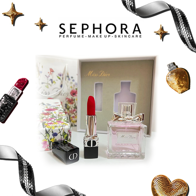 100%Asli-Dior Parfum Gift Set original |Miss Dior EDT 50ml +Dior lipstik Velvet #720 3.5gr Miss Dior