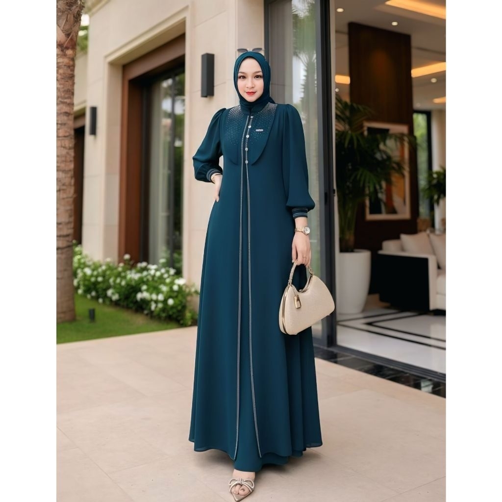 GAMIS CLAIRA CERUTY BABYDOLL SWAROVSKI TERBARU 2026/DRESS BUSUI 2 LAYER FULL PURING WANITA LEBARAN K