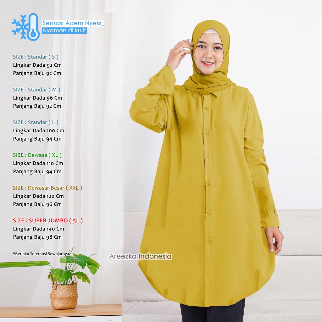 Tunik Jumbo Polos Bahan Rayon Premium Viscose Ukuran Jumbo 5L