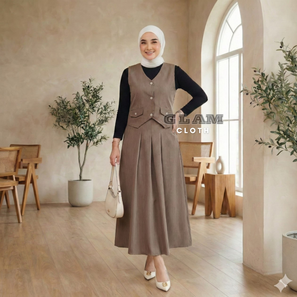 Glam - Vest Set - One Set Rok - Set Blazer Wanita - Setelan Rok Wanita - Setelan Rok - Rok Panjang