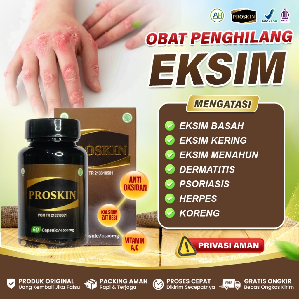 Obat Eksim Menahun, Eksim Basah, Eksim Kering, Dermatitis, Psoriasis, Herpes, Koreng - Proskin Asli