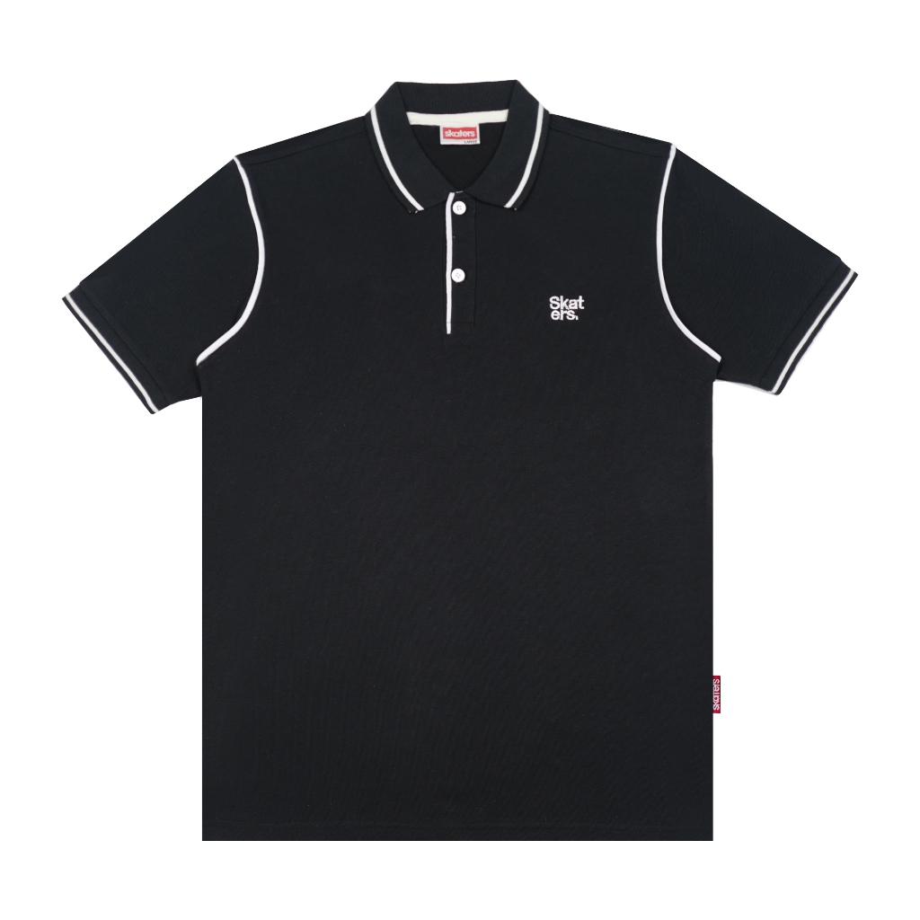 Skaters Kaos Polo Shirt Cotton Bordir Pria/Wanita – T-Shirt Kerah Lengan Pendek Prime III ZA049 Blac