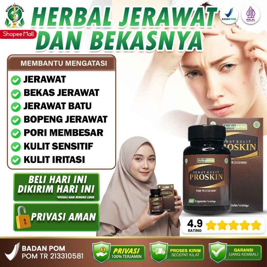 Obat Herbal Jerawat dan Bekasnya, Jerawat Batu, Meradang, Bopeng, Pori Membesar, Kulit Sensitif - Pr