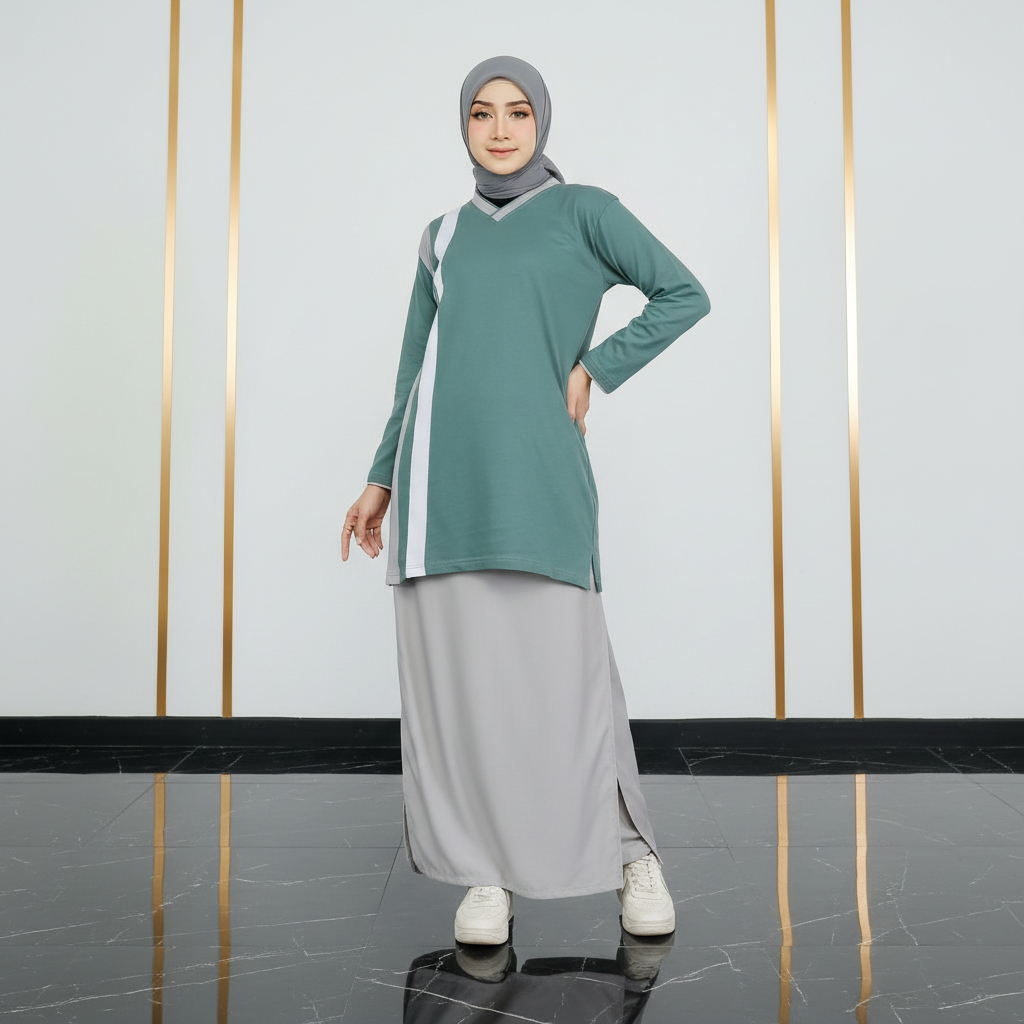 Baju Senam Syar'i Set Rok Celana Olahraga Muslimah / Setelan Baju Olahraga Wanita Muslimah
