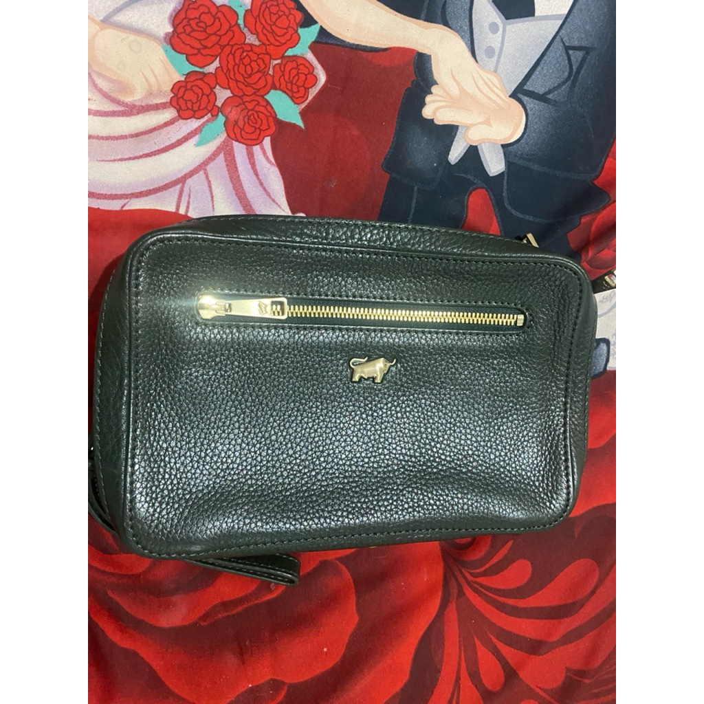 hand bag kulit clutch braun buffel original preloved
