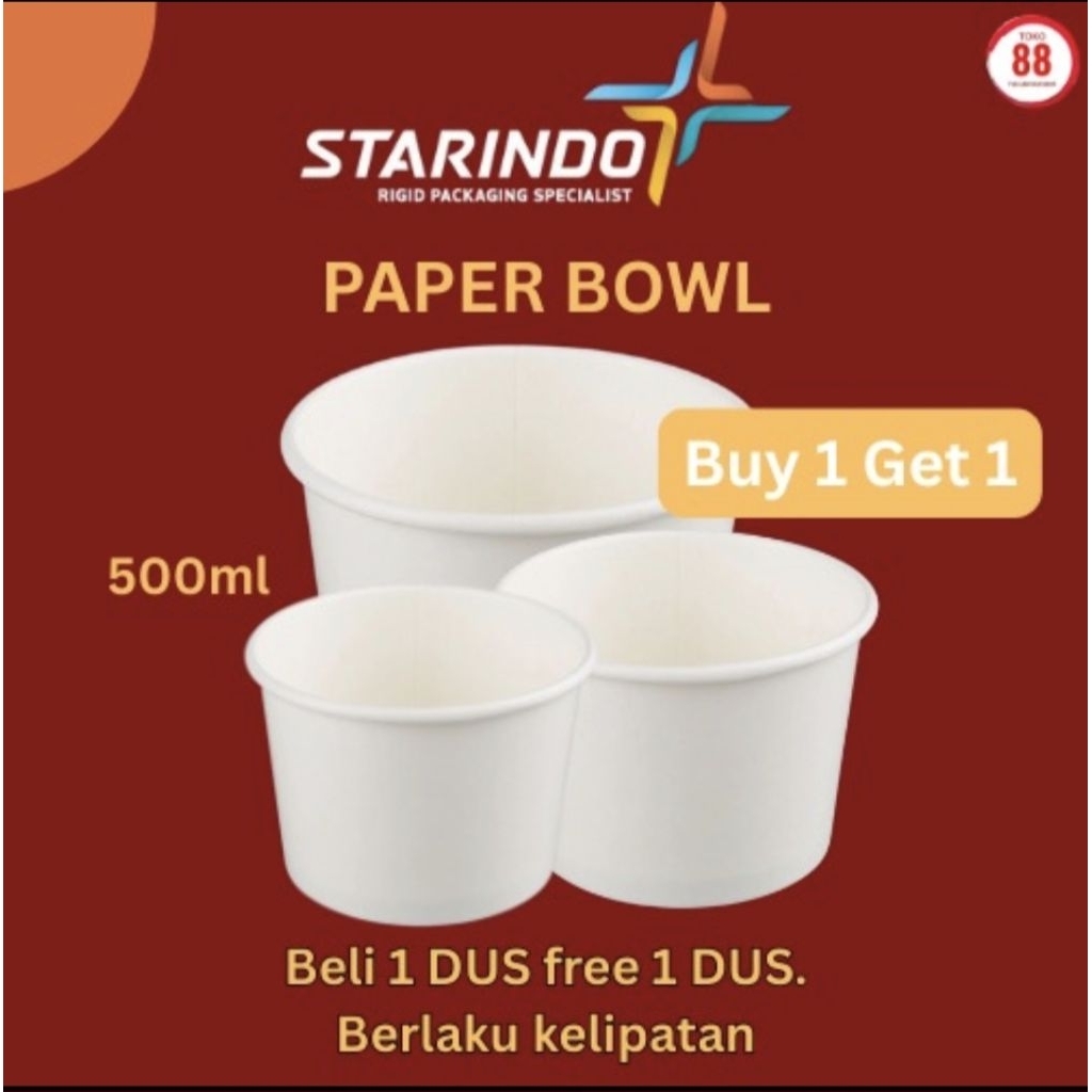 (1000pcs) Paper Bowl Tahan air tebal / Paper Bowl putih 500ml