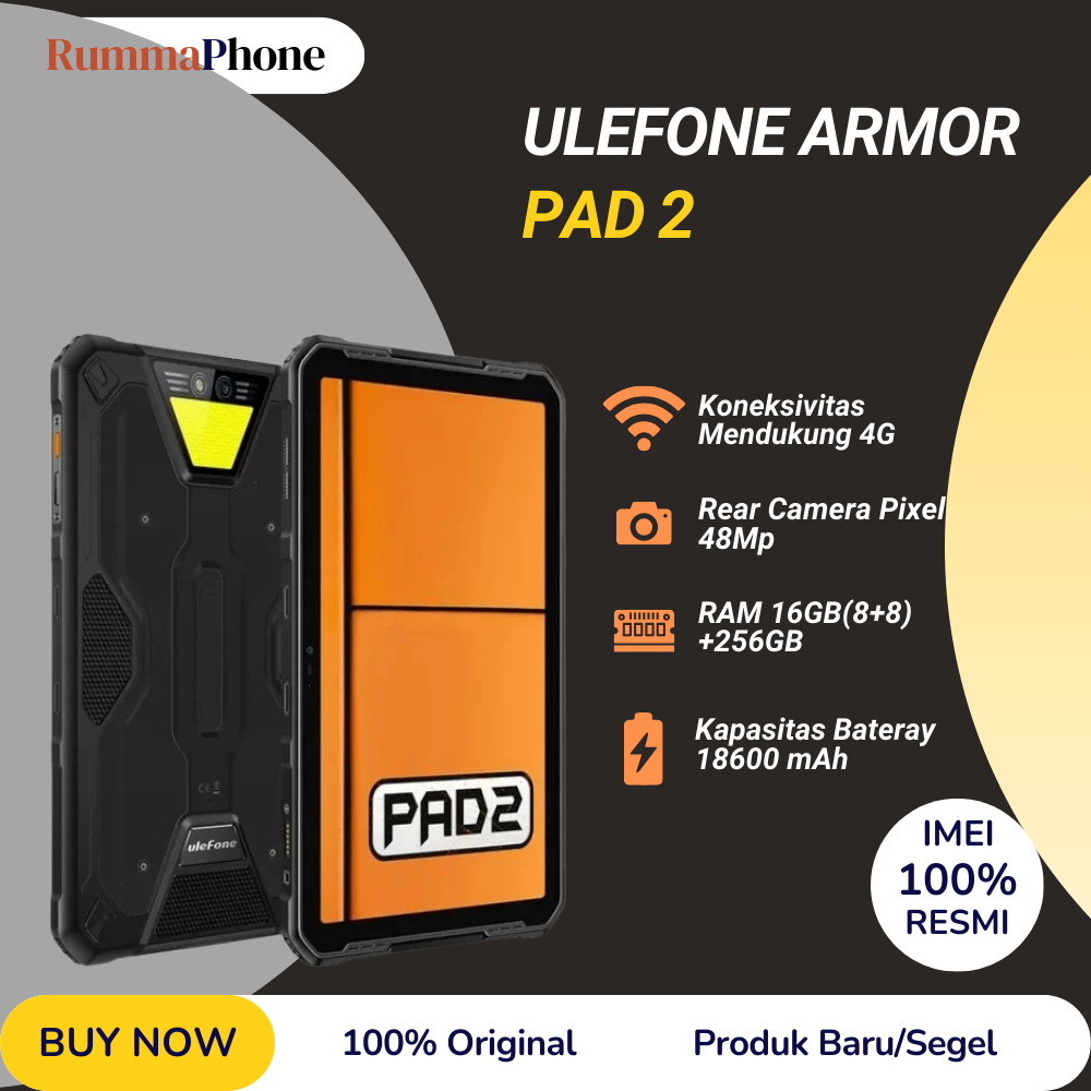 Ulefone Armor Pad 2 Rugged Tablet, 11 inch 2K, 18600 mAh, IP68/IP69K Android 13 NFC GPS 4G Tablet up
