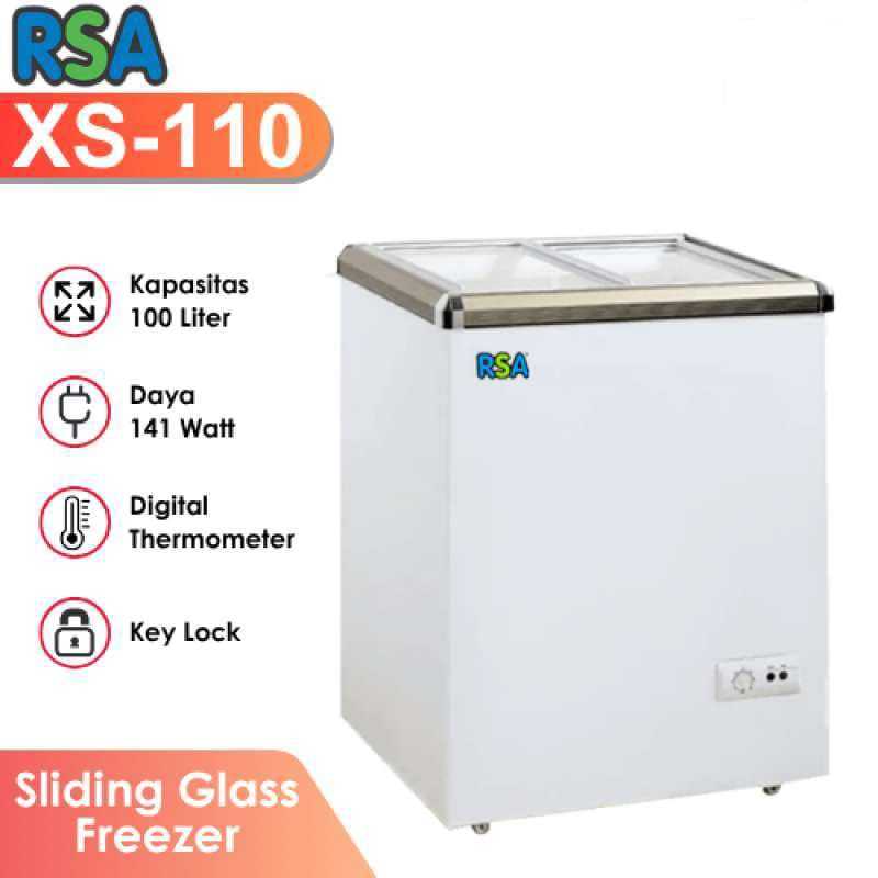 RSA SLIDING FLAT GLASS FREEZER XS110 / Freezer RSA XS 110 Freezer Kaca RSA 100ltr