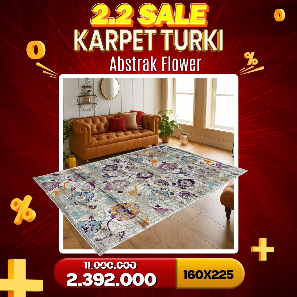 Karpet Turki Import Permadani Asli Turki 160x225  Abstrak Flower