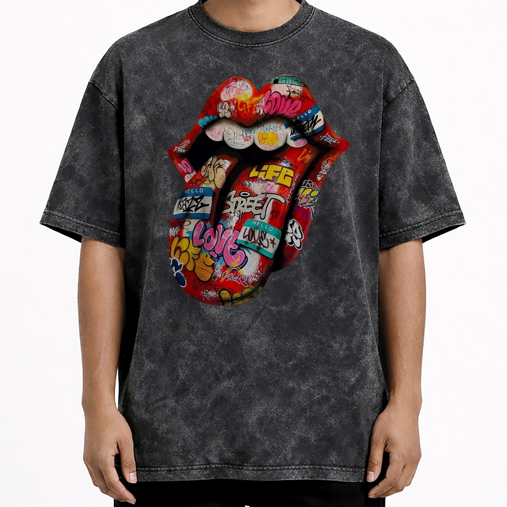 Kaos Rolling Stones Oversize Washed Premium Unisex