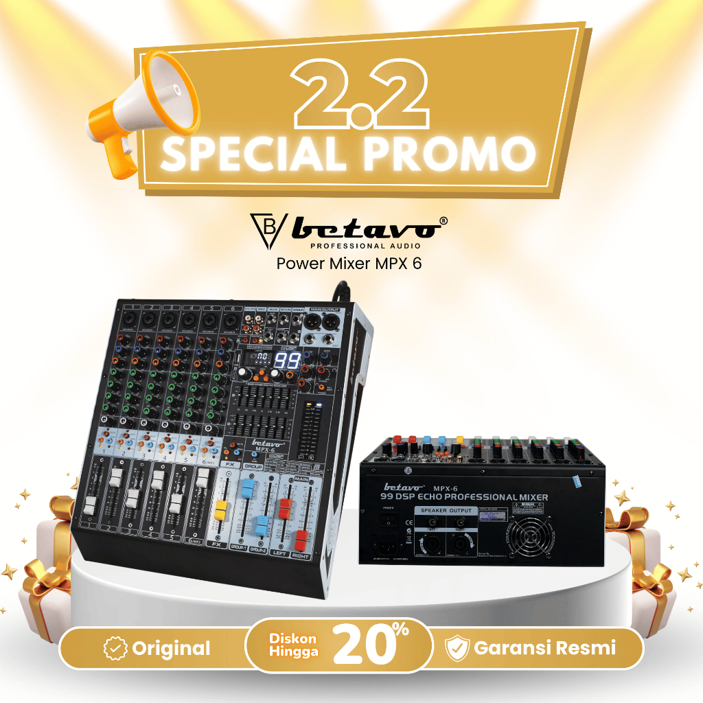 Betavo Audio Power Mixer MPX - 6  Professional Power Mixer | 6 Channel | 400 Watt (Max)