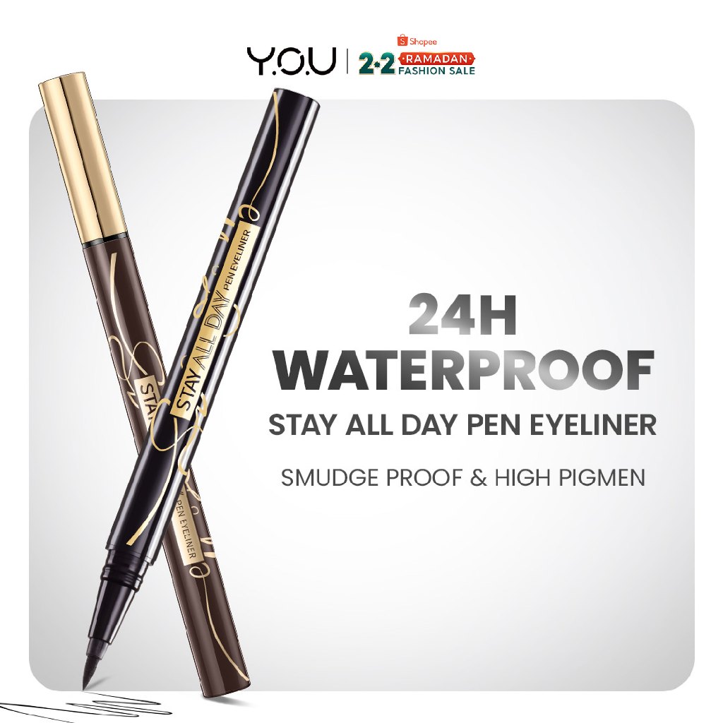 YOU Stay All Day Pen Eyeliner Waterproof Tahan Hingga 24 Jam Kosmetik Mata HItam